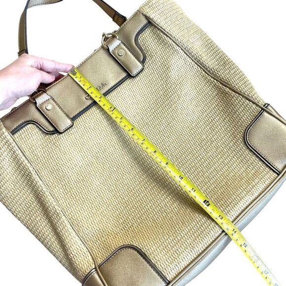 Calvin Klein raffia woven metallic tote‎ bag - Picture 15 of 16